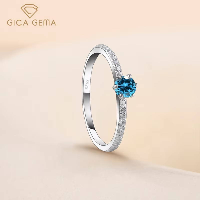 Gica Gema Fashion Multicolor Zirconia Party Women Engagement Ring With 925 Sterling Silver Wedding Rings For Lady Jewelry Gift