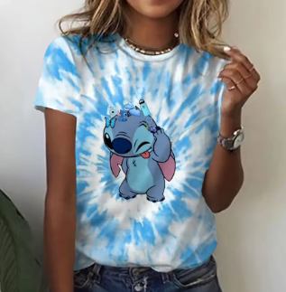 Gothic Stitch Disney Funny Cartoon T Shirt Women Lilo Stitch T-shirt Graphic Tshirt Hip Hop Top Tees Female Clothes